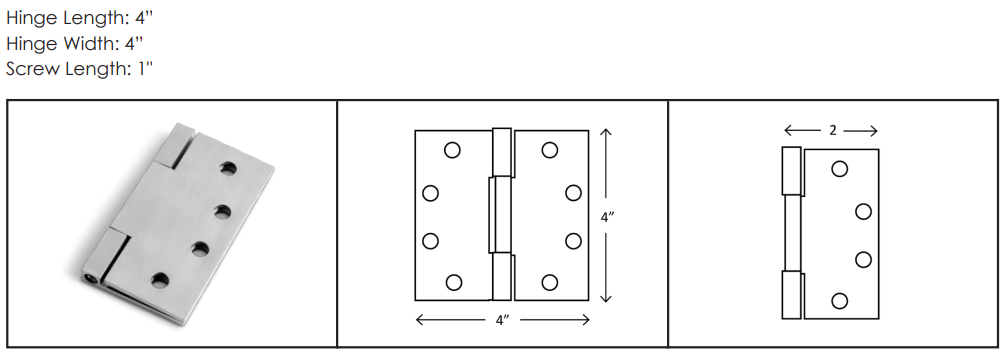 Mega Handles - Door Accessories - 4" Square Barrel Hinge