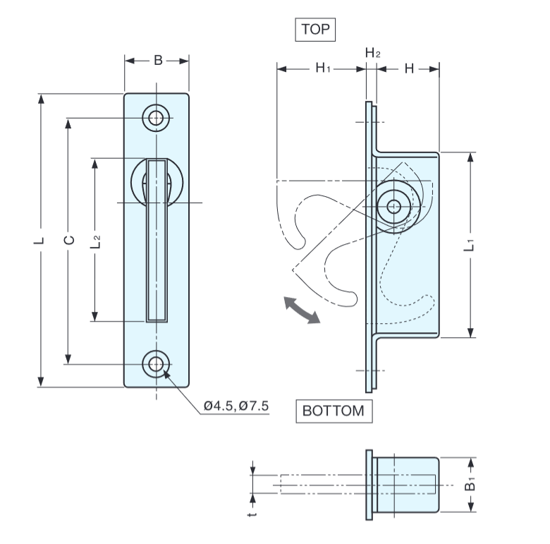 Sugatsune ST-80/100 Stainless Steel Hatch Pull