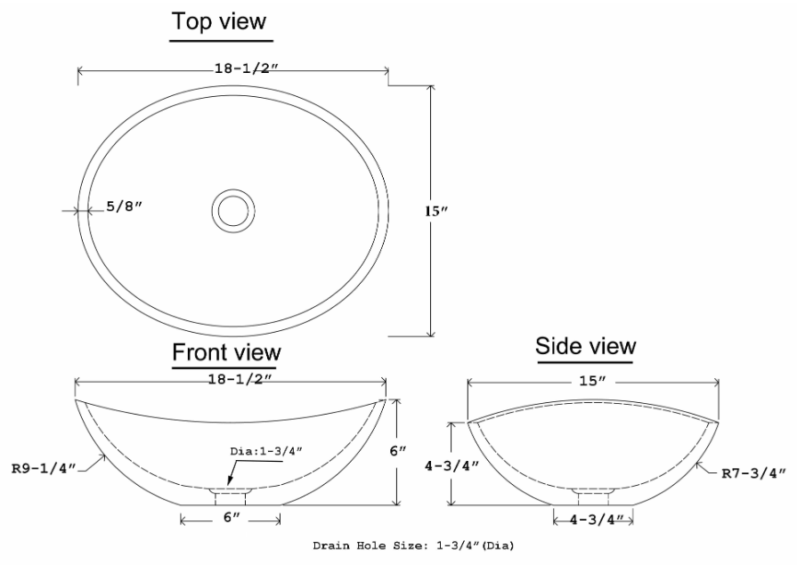 Lenova Sinks - Above Counter - SV-20 Stone Bathroom Sink - 18-1/2″