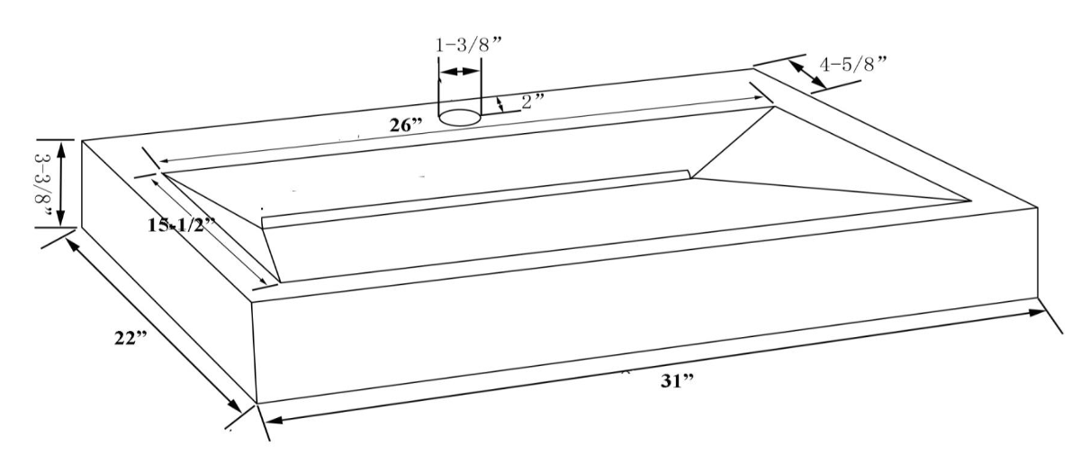 Lenova Sinks - Above Counter - ST-31-WM Stone Hidden Drain Bathroom Sink - 31"