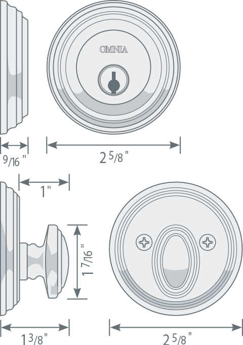 Omnia TRADDB Solid Brass Auxiliary Deadbolt Kit