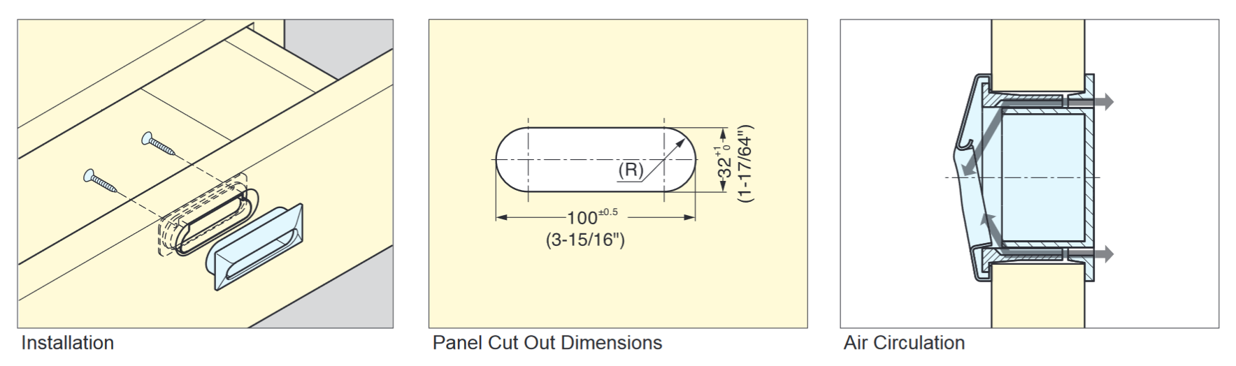 Sugatsune UTA-105 Recessed Pull (w/Ventilator)