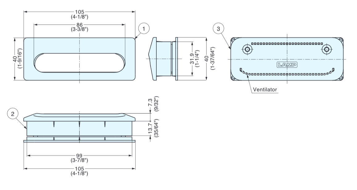 Sugatsune UTA-105 Recessed Pull (w/Ventilator)