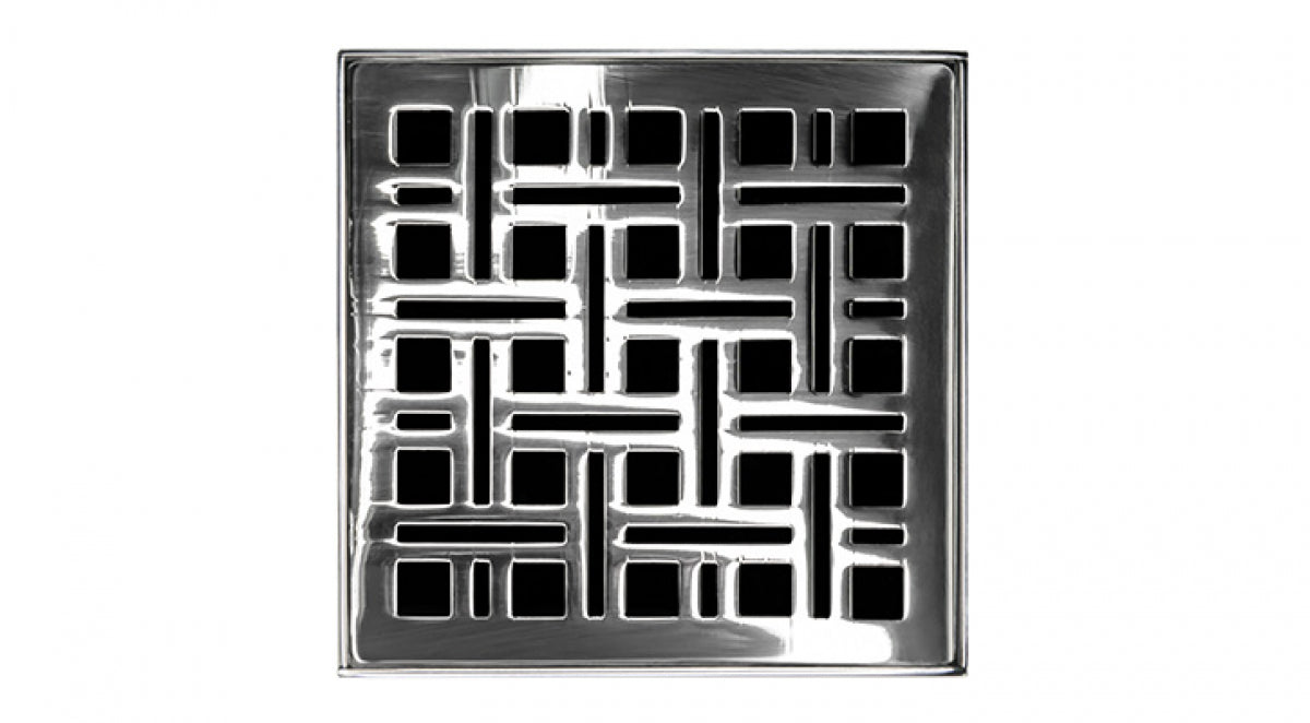 Infinity Drain - 4" x 4" Square Center Drain - VD 4 Weave Series Drain (Complete Kit)