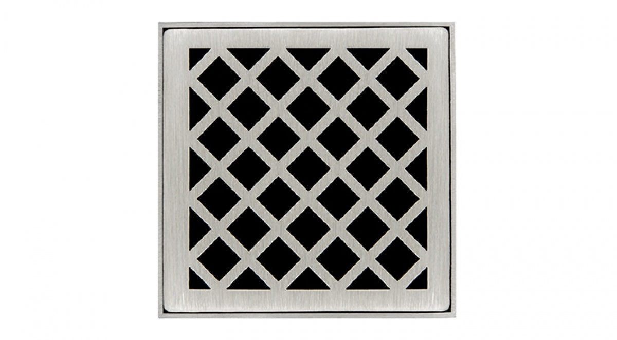 Infinity Drain - 4" x 4" Square Center Drain - XD 4 Criss Cross Series Drain (Complete Kit)