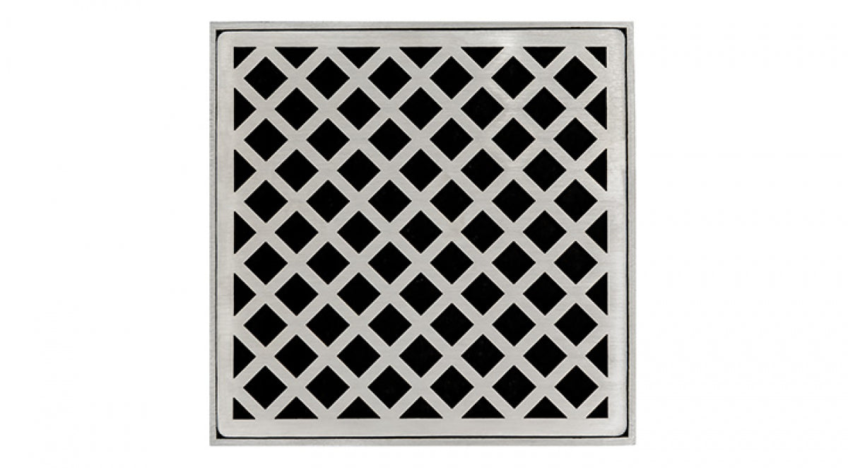 Infinity Drain - 5" x 5" Square Center Drain - XD 5 High Flow Criss Cross Series Drain (Complete Kit)