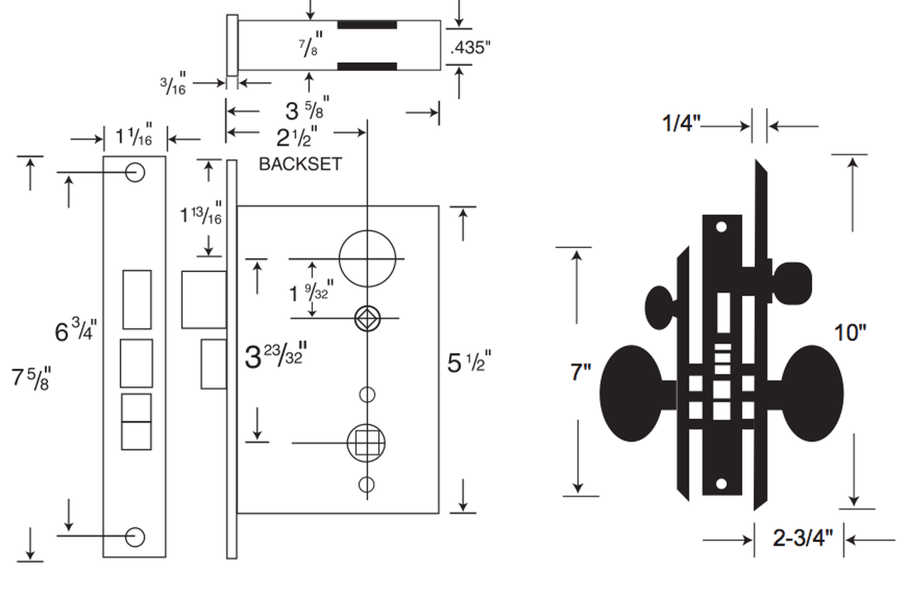 Marks USA Metro 114 Series 114 Entrance Mortise Lock Set