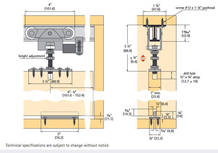 Hettich Grant 1230 Hardware Kit 325lbs (Track NOT included )