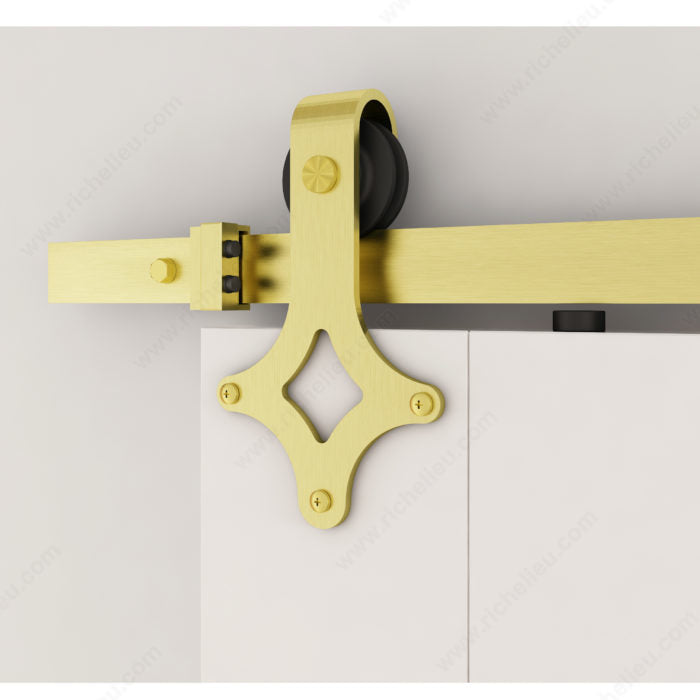 Barn Door Diamond Brass Decorative Sliding Hardware Kit