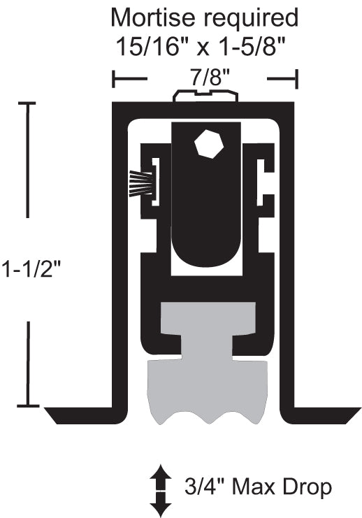 NGP Mill Aluminum Heavy-Duty Mortise Automatic Door Bottom with Neoprene Seal