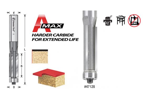 Amana Tool 47114 Carbide Tipped Flush Trim w/ Lower Ball Bearing 3-Flute