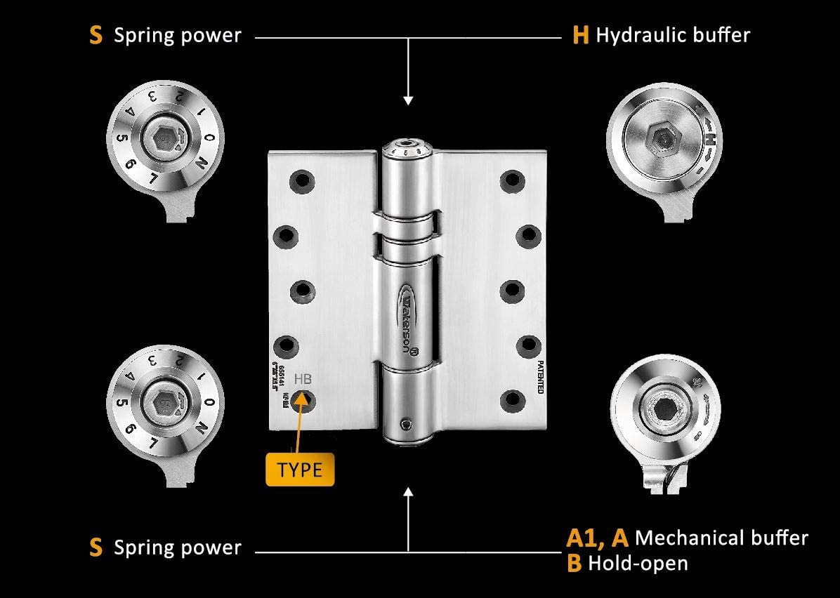 Waterson Heavy Duty Commercial Fully Adjustable Self-Closing Door Hinge 3-Pack 4.5" x 4.5" – K51M-450 (SA,SA,SA1)