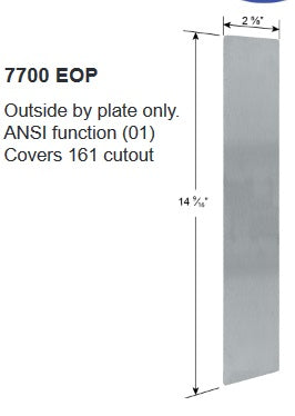 Cal-Royal 7700NL Night Latch Pull Trim for 7700 Series Brushed Stainless