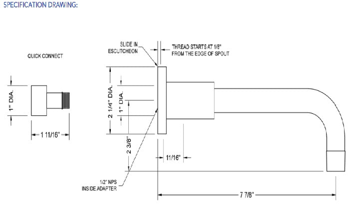 Jaclo 8230 Contempo Tub Spout 7-7/8"