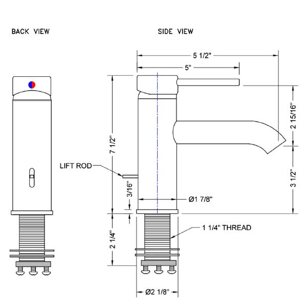 Jaclo 8877 Contempo Single Hole Faucet with Standard Pop-Up Drain