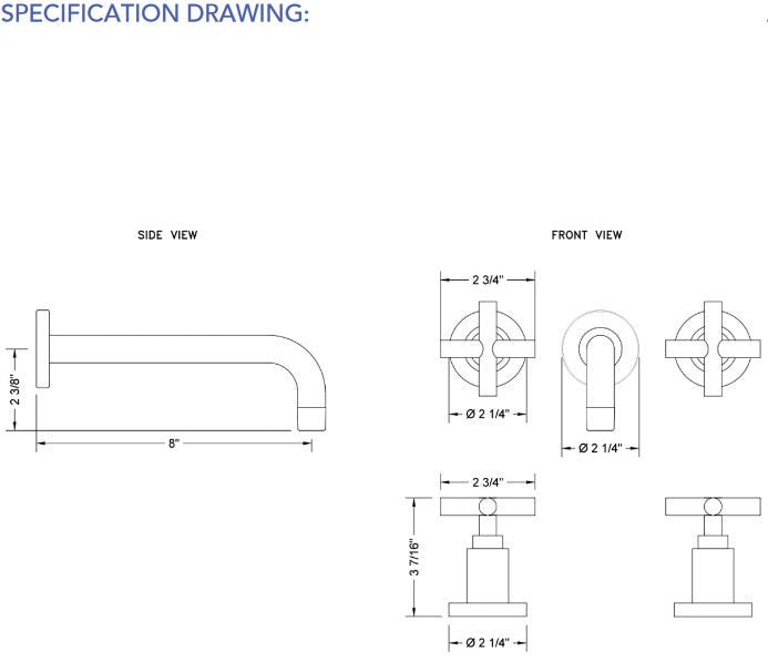 Jaclo 9880 Contempo Wall Faucet TRIM with Cross Handles