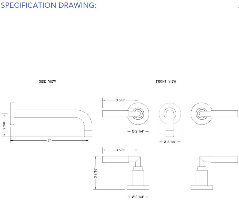 Jaclo 9880 Contempo Wall Faucet Trim with Lever Handles