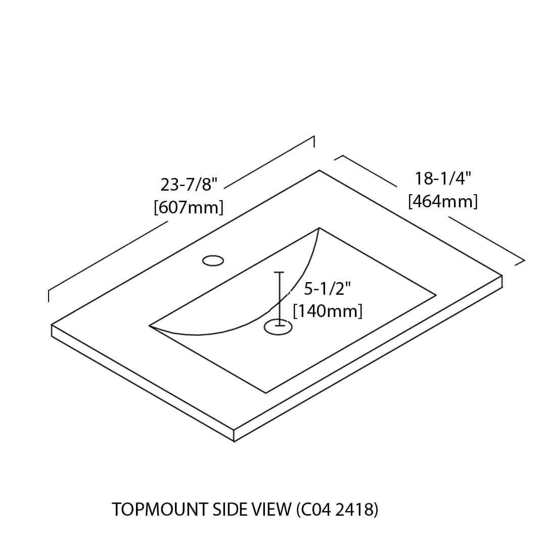 Blossom Ceramic Basin 24″ X 18″ Top-Mount Rectangular