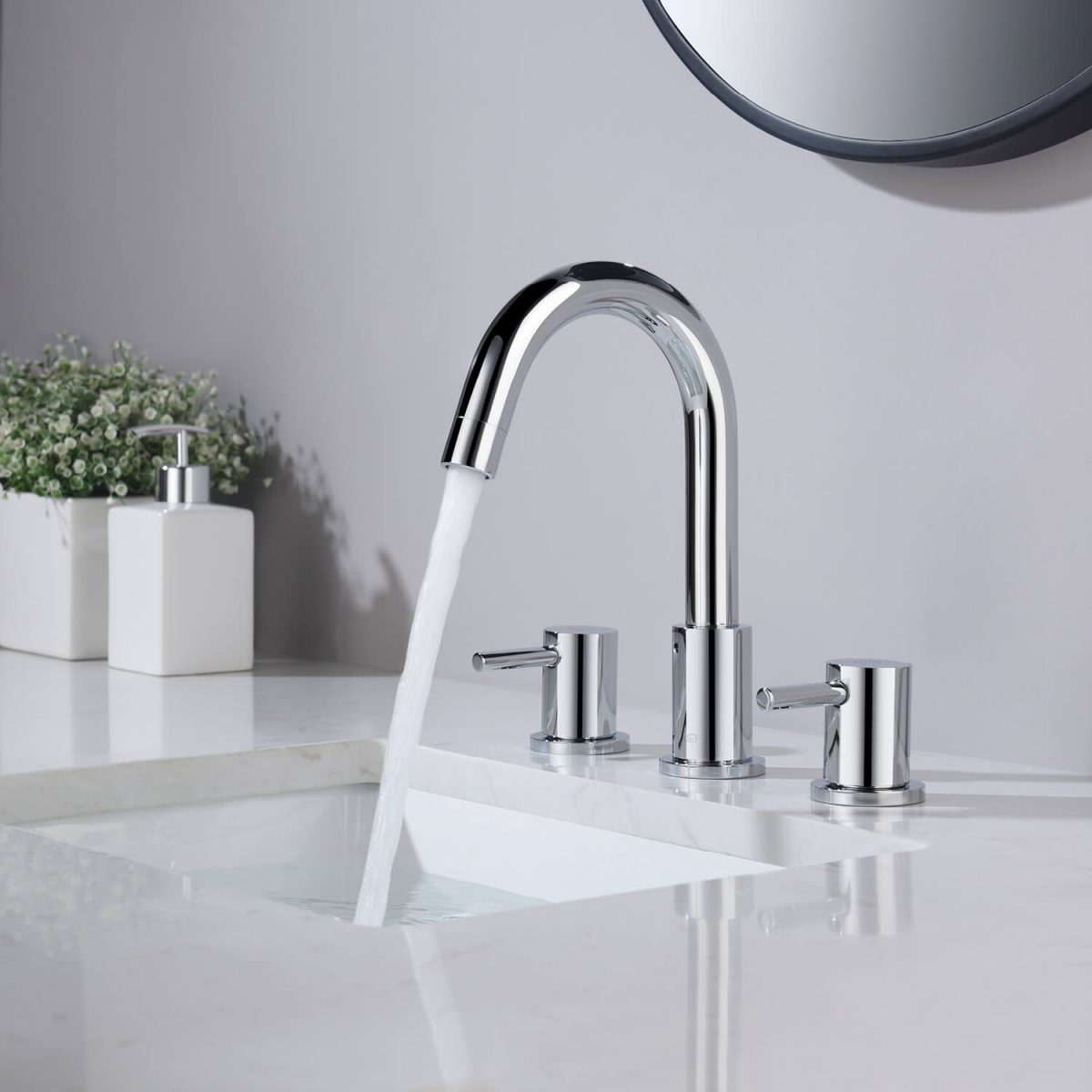 Kibi Circular 8″ Widespread Bathroom Faucet with Pop-up