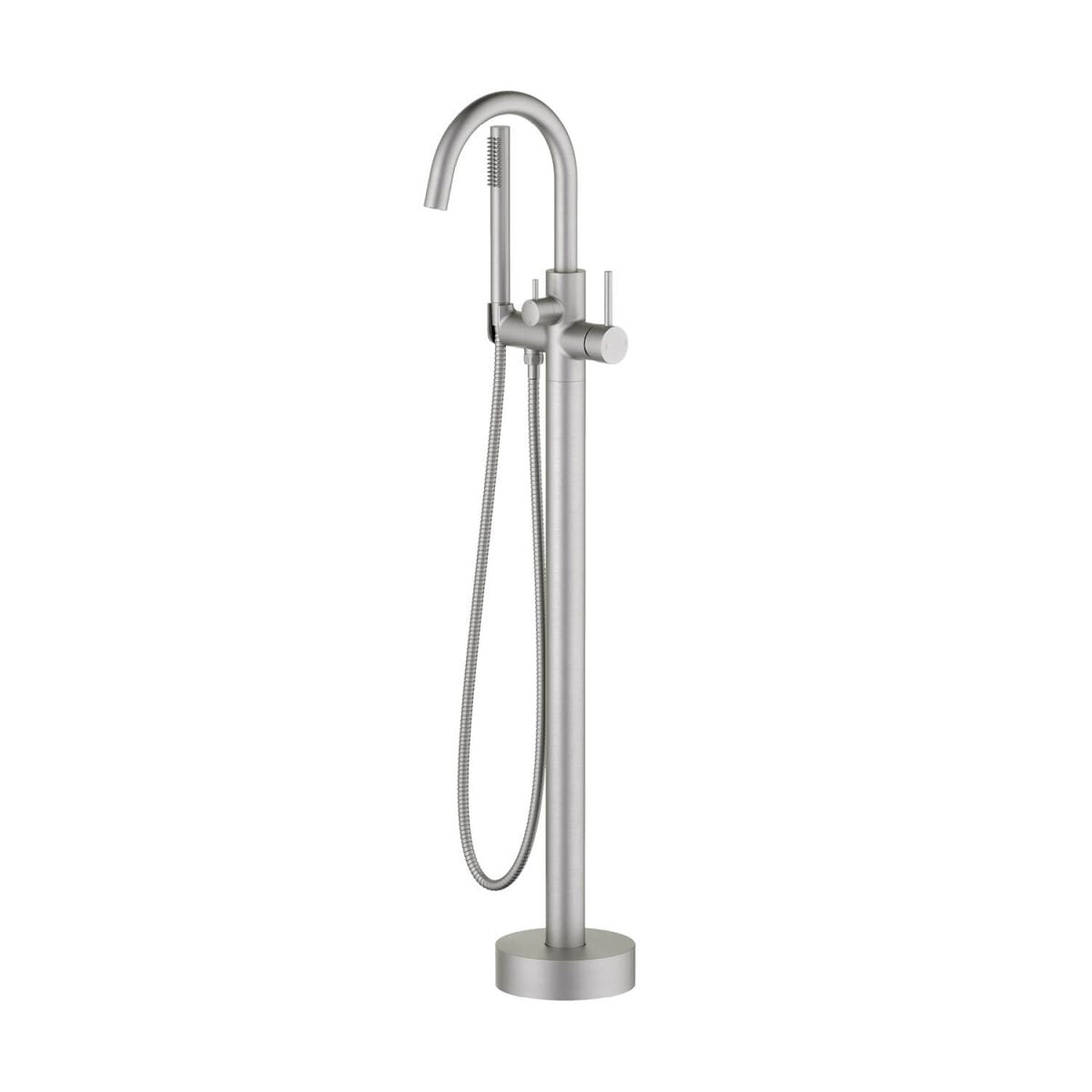 KIBI Circular Single Handle Floor Mounted Freestanding Tub Filler With Hand Shower