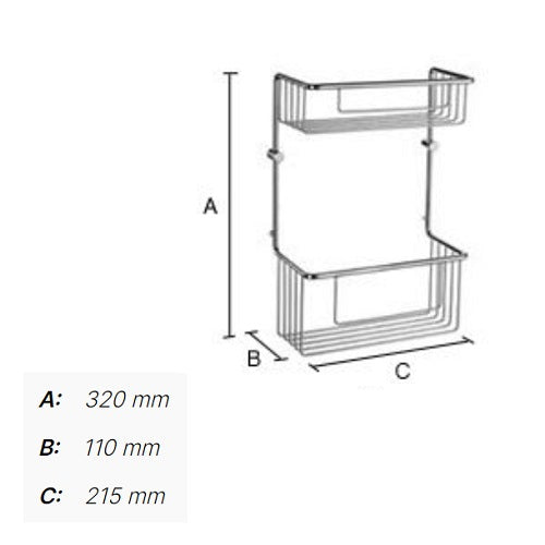 Smedbo - SIDELINE Basic Shower Basket, Double, DK1031