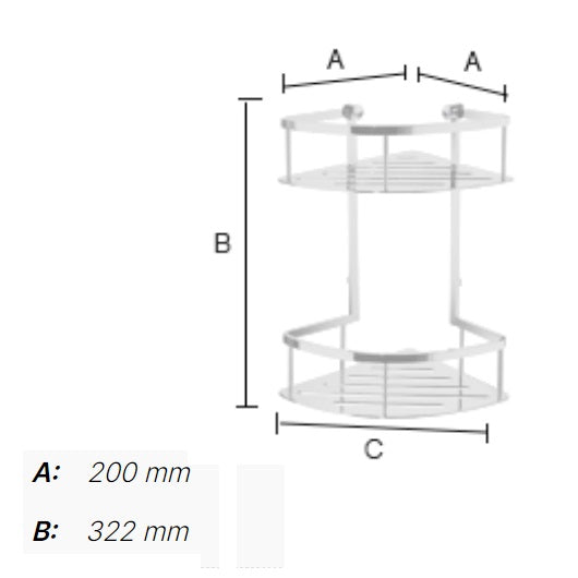 Smedbo - SIDELINE Corner Shower Basket, Double, DK3032