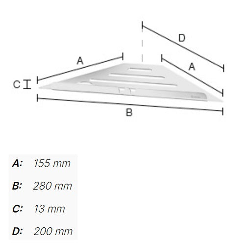 Smedbo - SIDELINE Grout Line Corner Shelf, DK3060