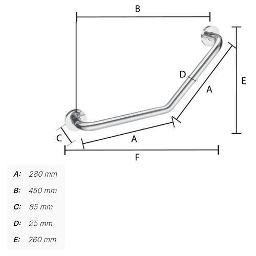 Smedbo - LIVING Grab Bar, Long V-form 135°, FK808