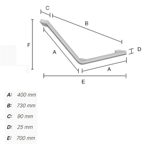 Smedbo - LIVING Grab Bar - V-shape, Left, Polished Chrome FK812