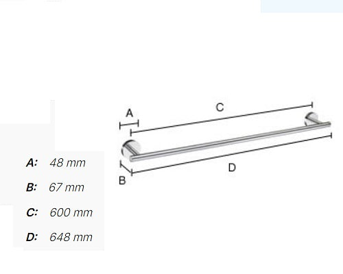 Smedbo - HOME Single Towel Rail - HK3464, HS3464