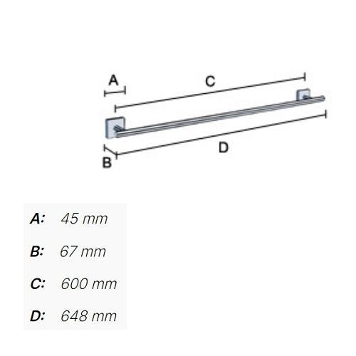 Smedbo - HOUSE Single Towel Rail - RK3464, RV3464, RX3464