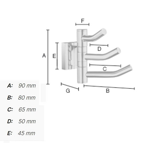 Smedbo - HOUSE Triple Hook, Swing arm - RK327