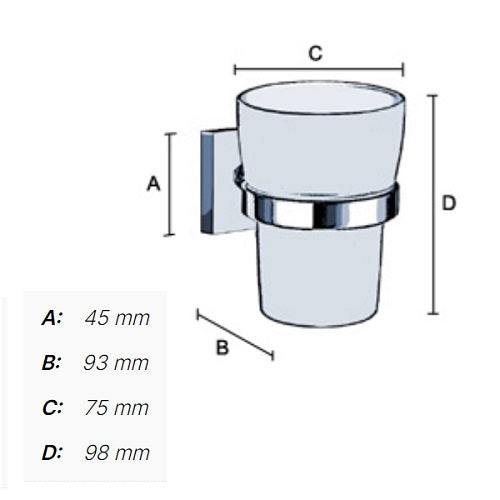 Smedbo - HOUSE Holder with Tumbler Frosted Glass - RK343, RX343