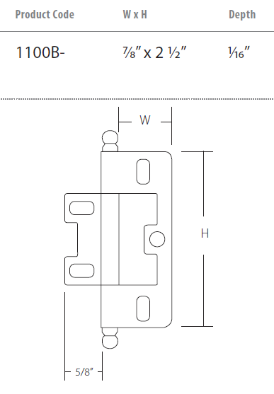 Schaub and Company - Hinges Collection - Ball Tip Non-Mortise Hinge (Each)