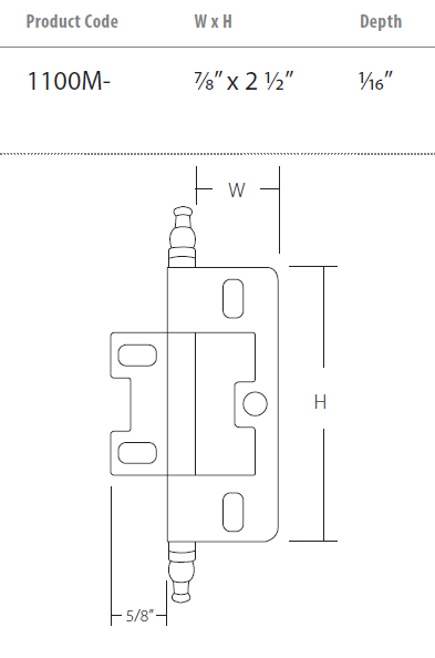 Schaub and Company - Hinges Collection - Minaret Tip Non-Mortise Hinge (Each)