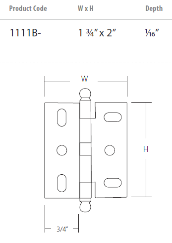 Schaub and Company - Hinges Collection - Ball Tip Mortise Hinge (Each)