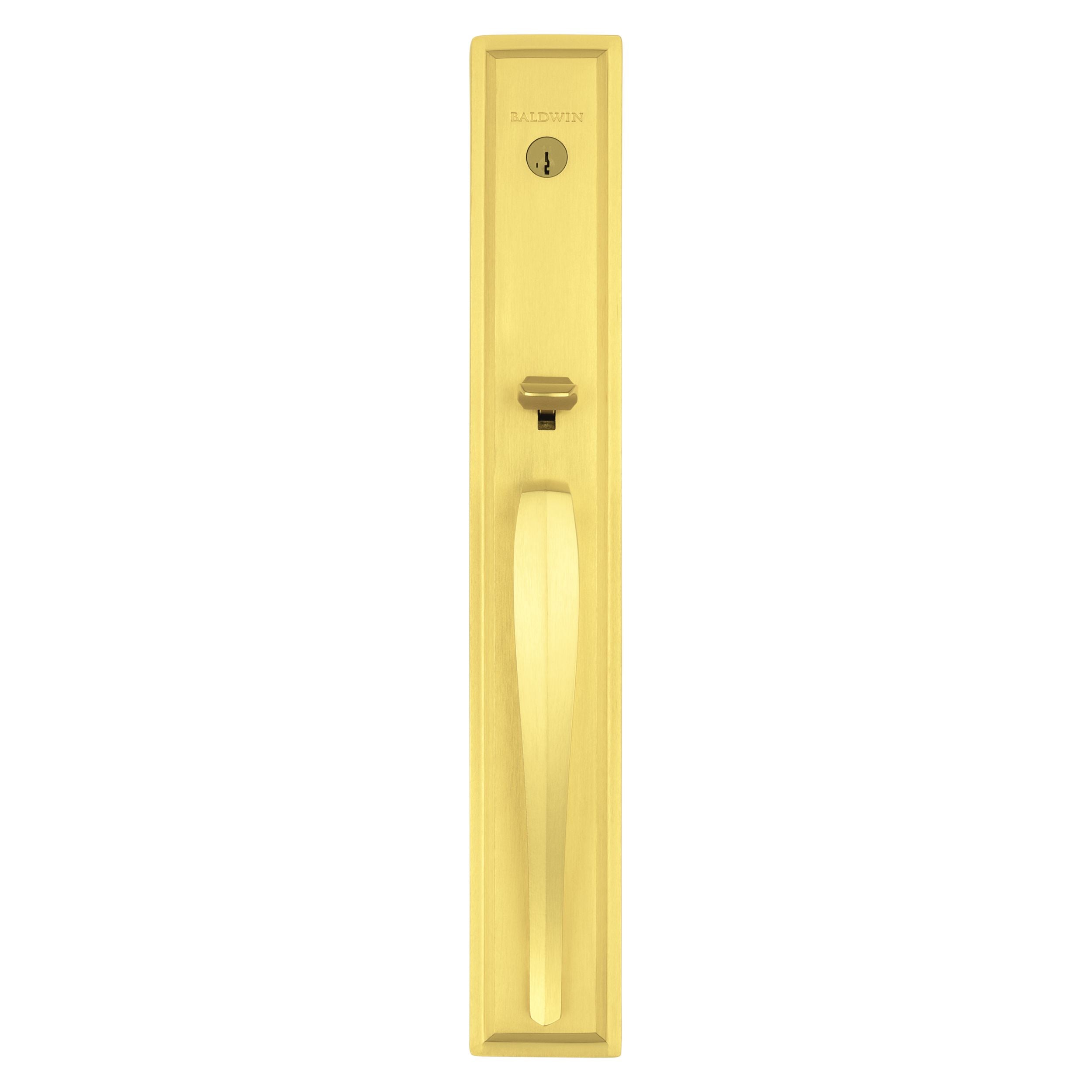 Baldwin - Prestige Collection - Tubular Entry Handlesets - Torrey Pines (TPE) Full Escutcheon Handleset w/ Torrey Lever In Satin Brass