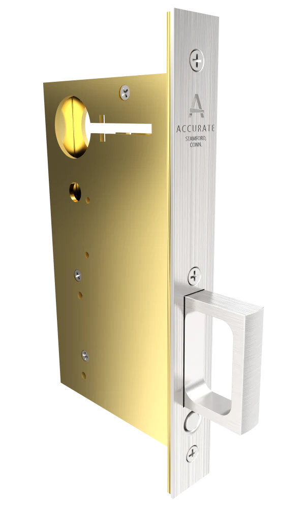 Accurate - Pocket Door Edge Pulls - 2002CPDP Passage Edge Pull 8" (Lock Body Only)