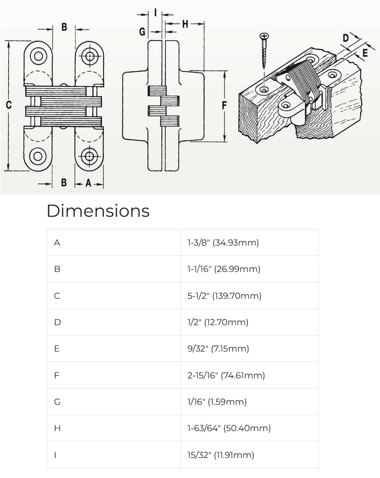 SOSS #220ASPT Alloy Steel & Stainless Power Transfer 90/180-Minutes Fire Rated Invisible Hinge (Each)