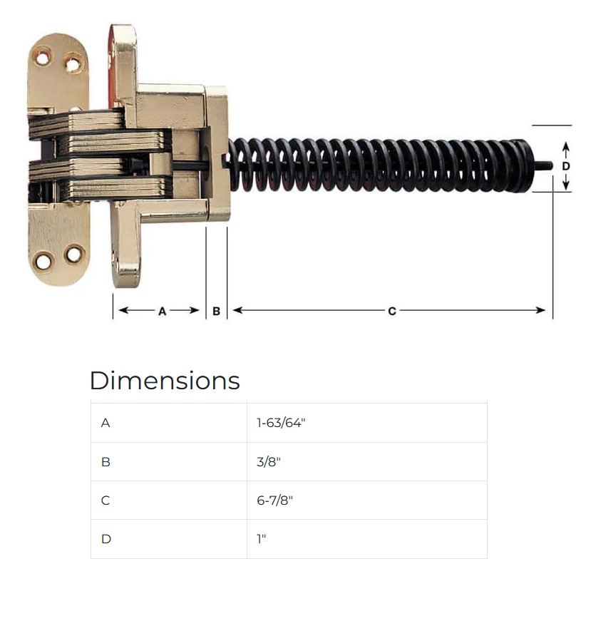 SOSS #220ASIC Alloy Steel & Stainless 90/180-Minutes Fire Rated Invisible Closer Hinge (Each)