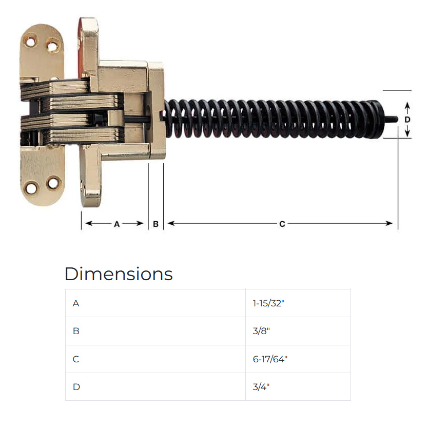 SOSS #416IC Alloy Steel & Stainless 90/180-Minutes Fire Rated Invisible Closer Hinge (Each)