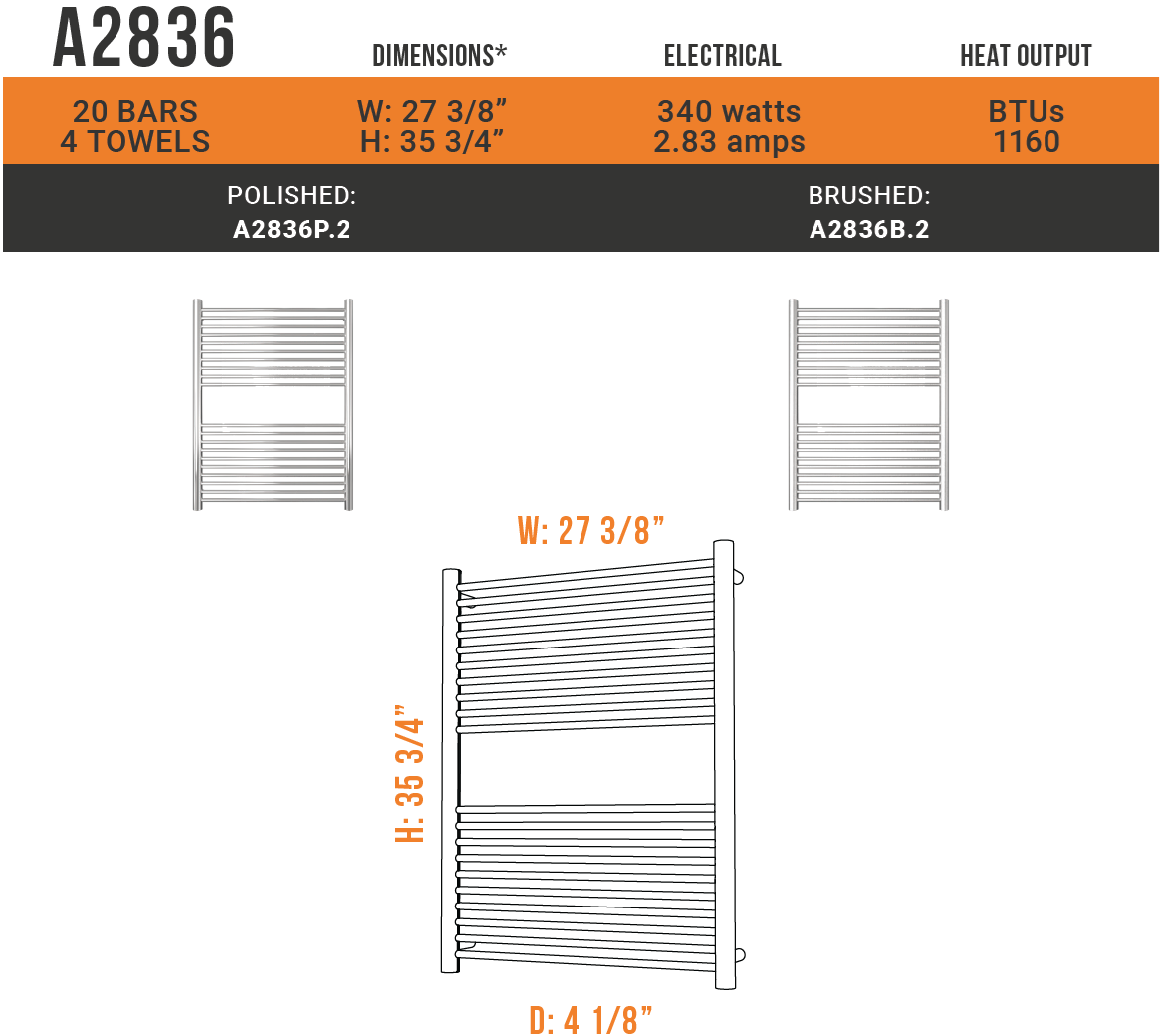 Amba - Antus Collection - Model A2836.2 Towel Warmer