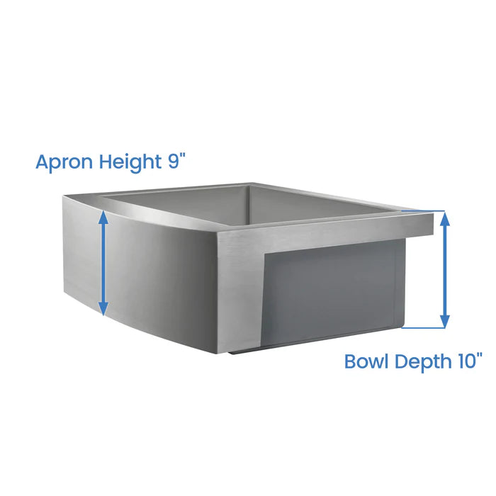 Casa Fixtures - Kitchen Sinks - 36" Handcrafted Farmhouse Apron Single Bowl Stainless Steel Kitchen Sink (C1-36SF)