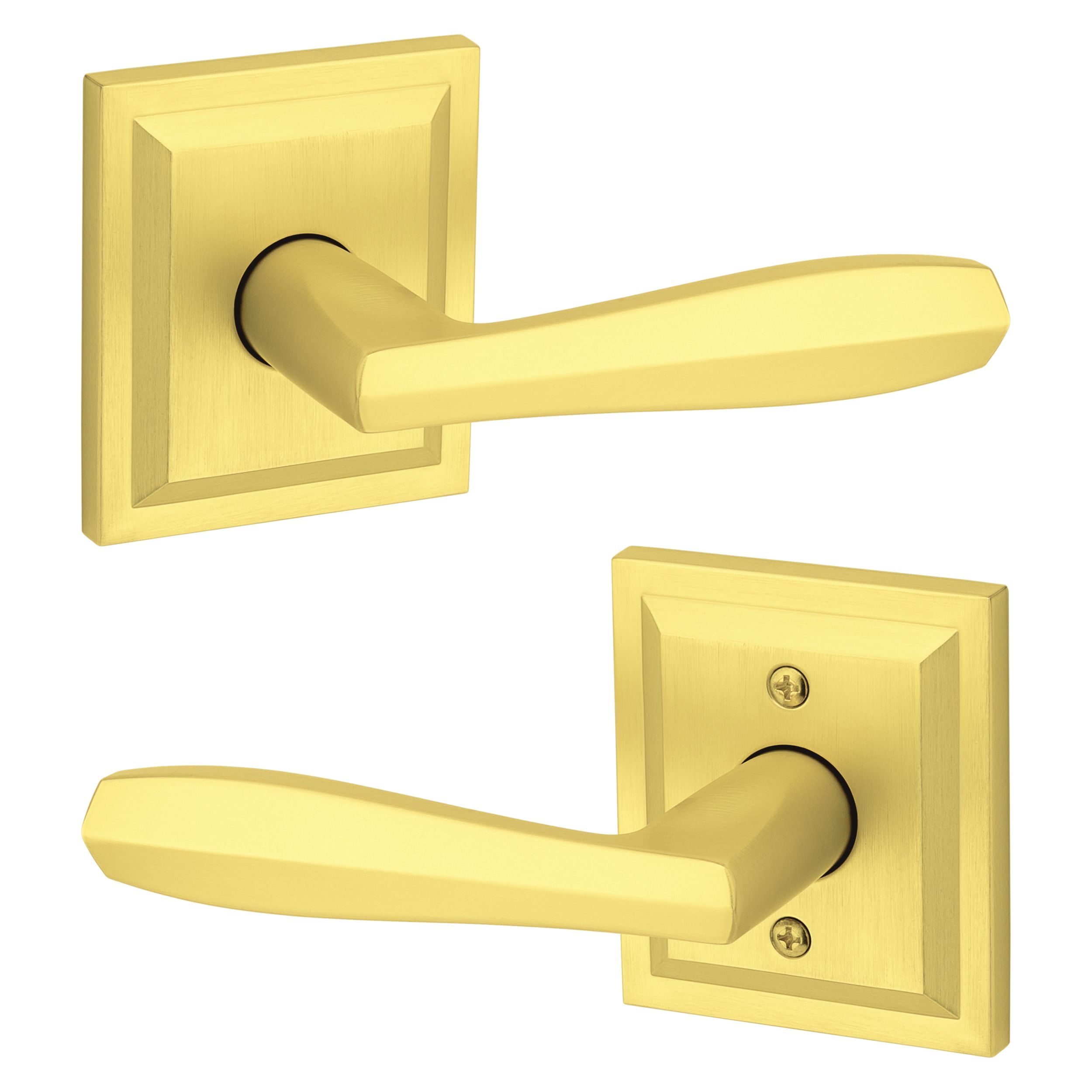 Baldwin - Prestige Collection - Knobs & Levers - Torrey (TOL) Lever w/ Square Rose In Satin Brass