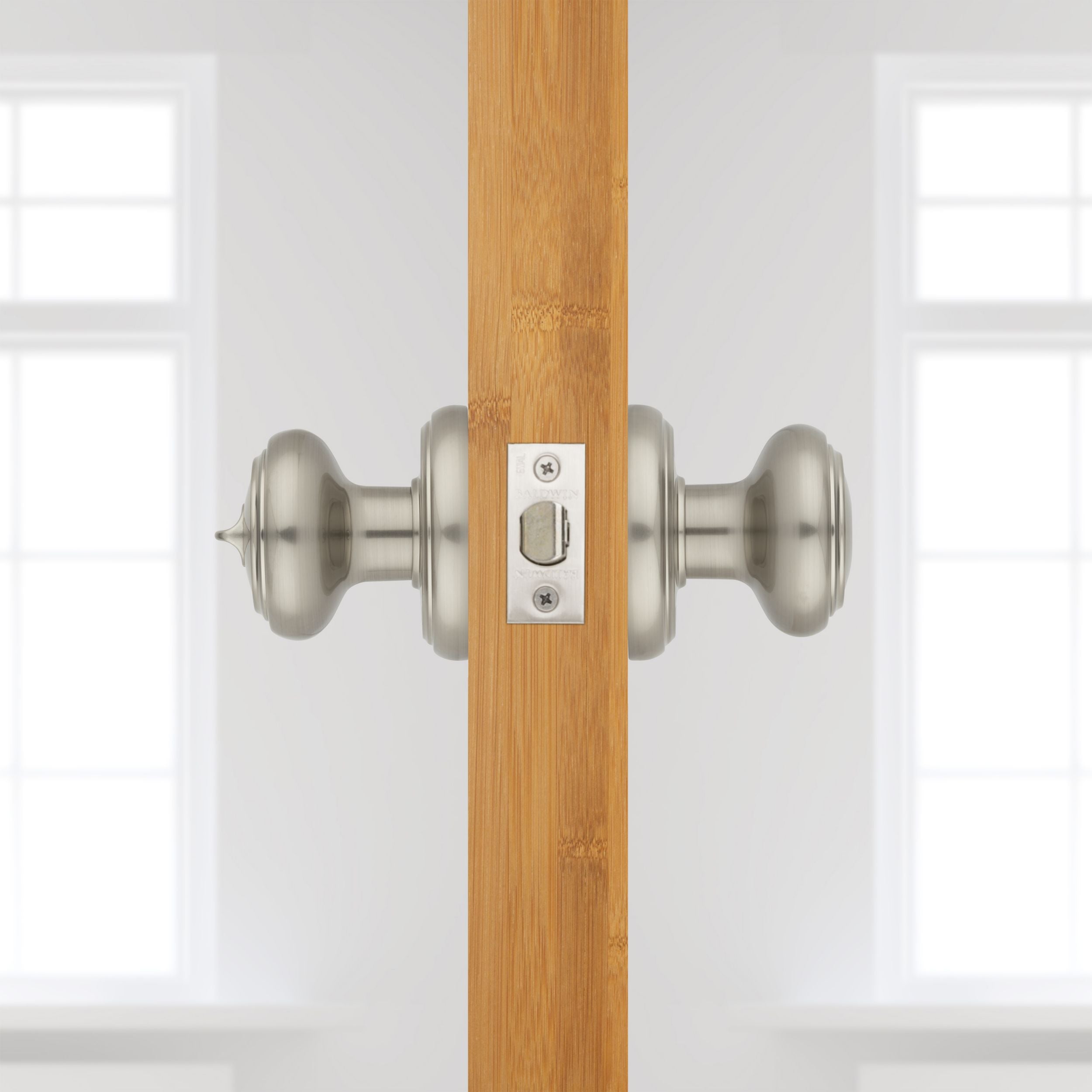 Baldwin - Prestige Collection - Knobs & Levers - Alcott (ATK) Knob w/ Round Rose In Satin Nickel