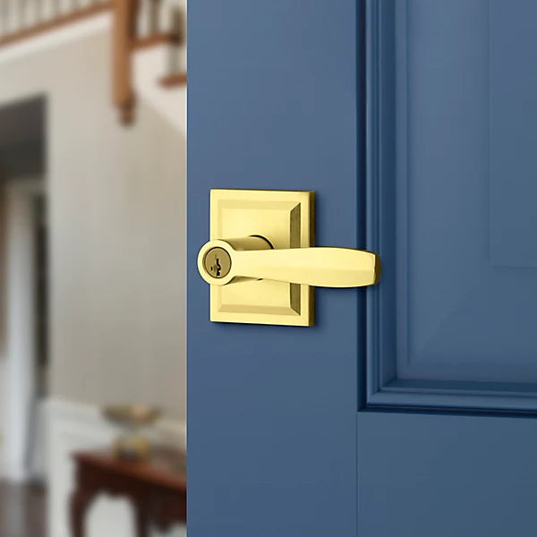 Baldwin - Prestige Collection - Knobs & Levers - Torrey (TOL) Lever w/ Square Rose In Satin Brass