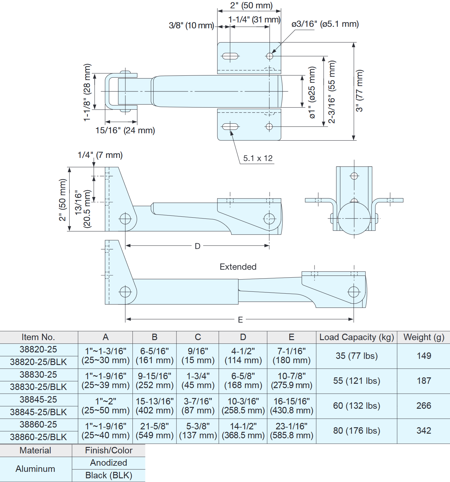 Sugatsune - Folding Bracket - 388 Aluminum Folding Bracket