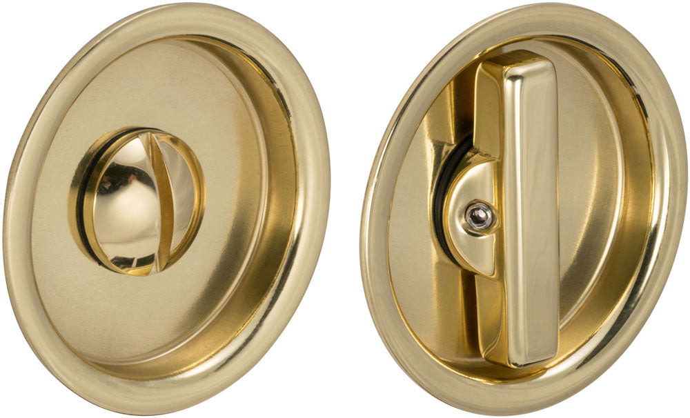 Omnia 3910S/3911S Solid Brass Pocket Door Lock & Trim