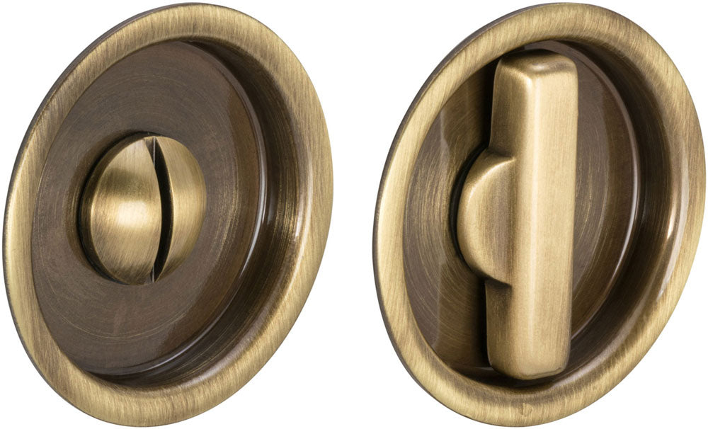 Omnia 3910S/3911S Solid Brass Pocket Door Lock & Trim