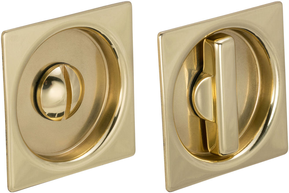 Omnia 3910S/3911S Solid Brass Pocket Door Lock & Trim